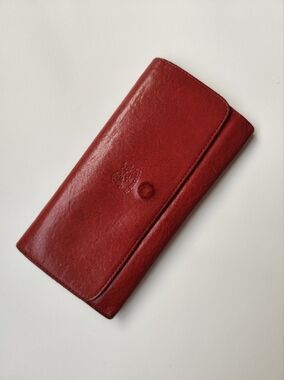 IL Bisonte Trifold Vegetable tanned Italian Leather Red wallet